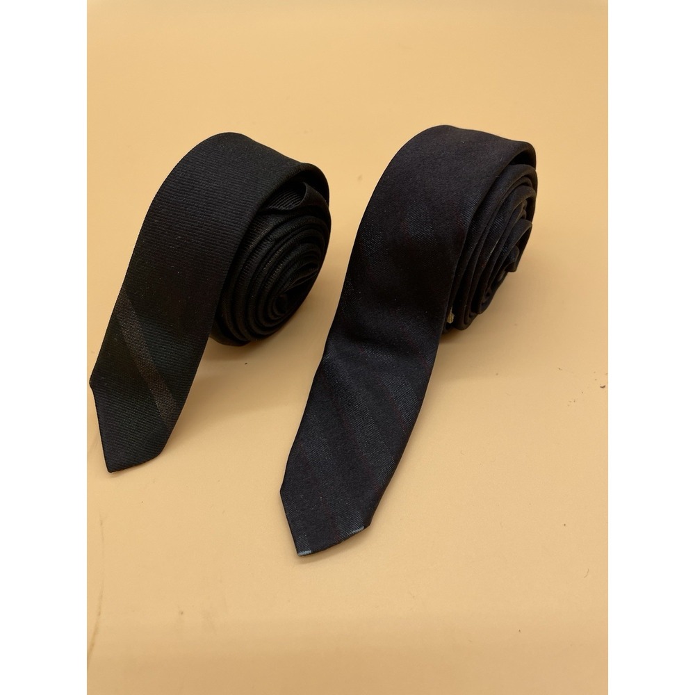 2 Vintage BENSON-RIXON Coach & Four Dark Striped Silk Skinny Tie 50s